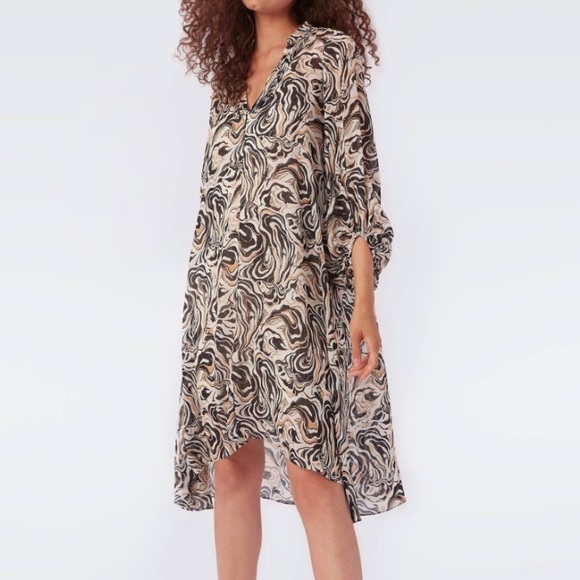 Diane Von Furstenberg Ileana Chiffon XS Loose Fit Dress Lightweight See Through - Picture 1 of 8